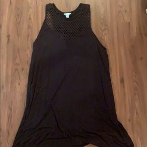 Sleeveless black mesh cover up